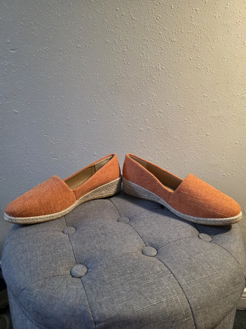 Coastal Lagenlook Women’s Orange Espadrille Wedge Slip-Ons Sz 41 8.5 To 9 US